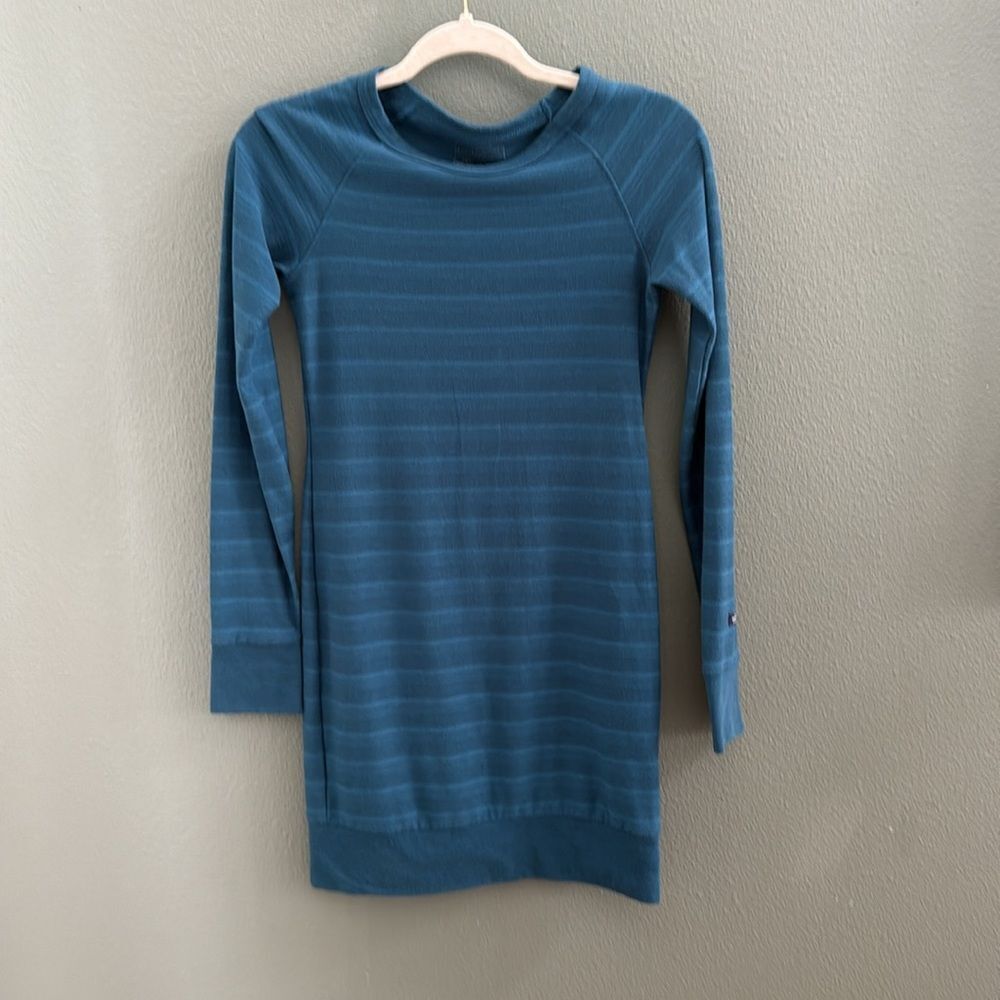 Vintage North Face Knit Stripe LS Dress Womens XS Blue